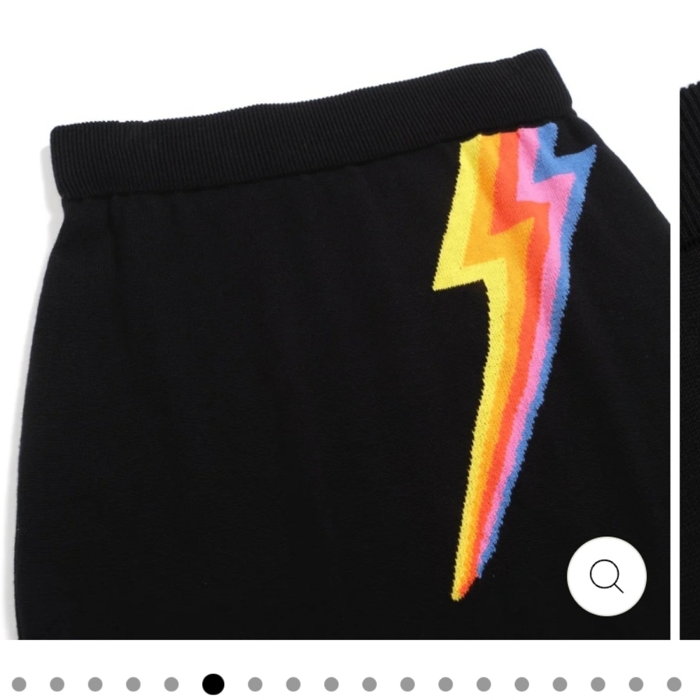 Black Skirt Set with Vibrant Lightning Design - Picture 10 of 10